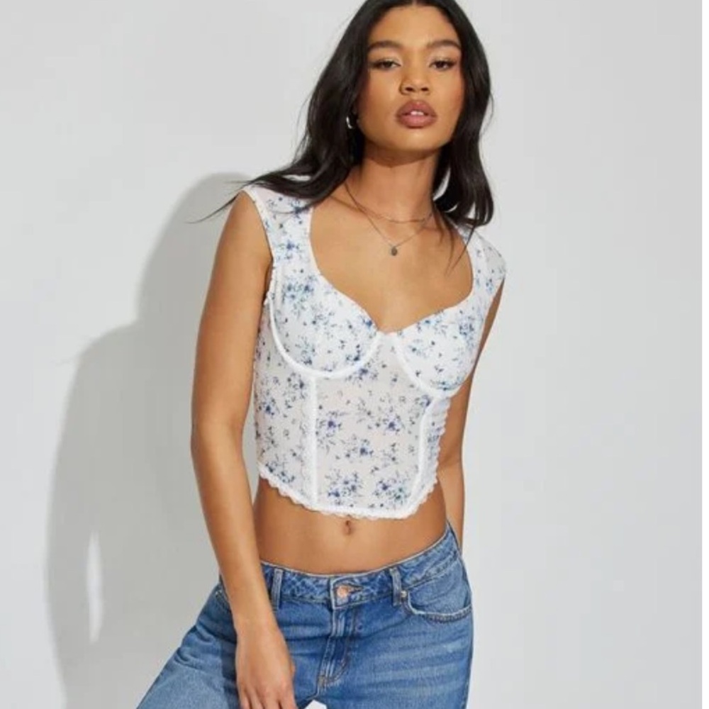 GARAGE Milan mesh tie back bustier top